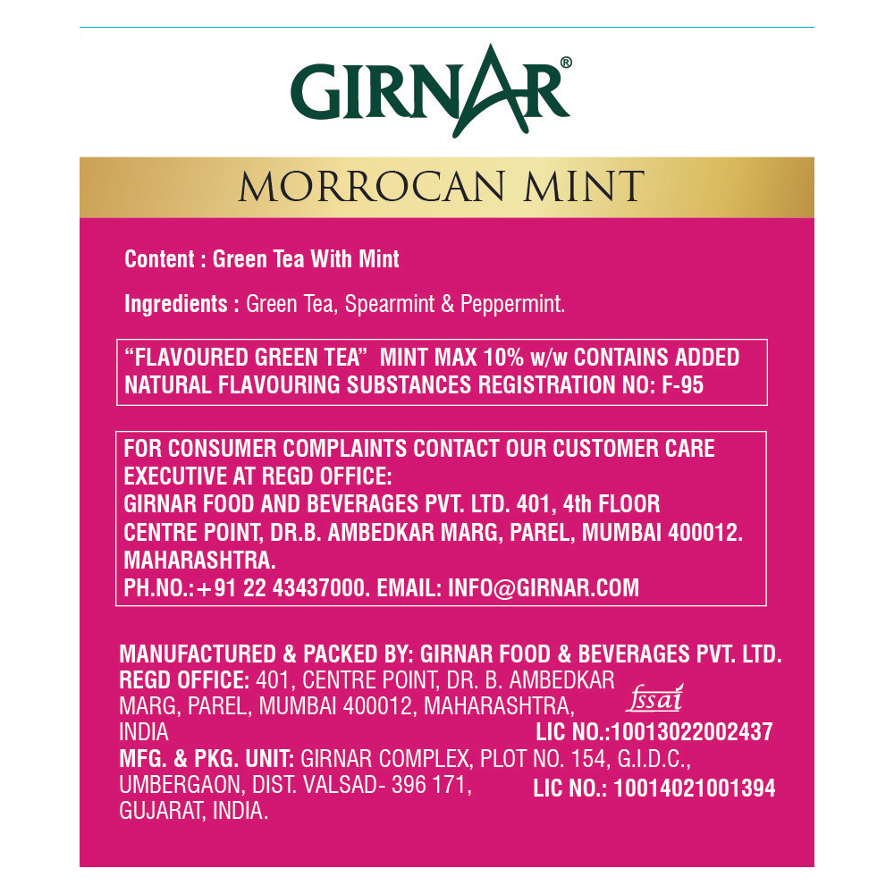 Girnar Green Tea Bags - Morrocan Mint
