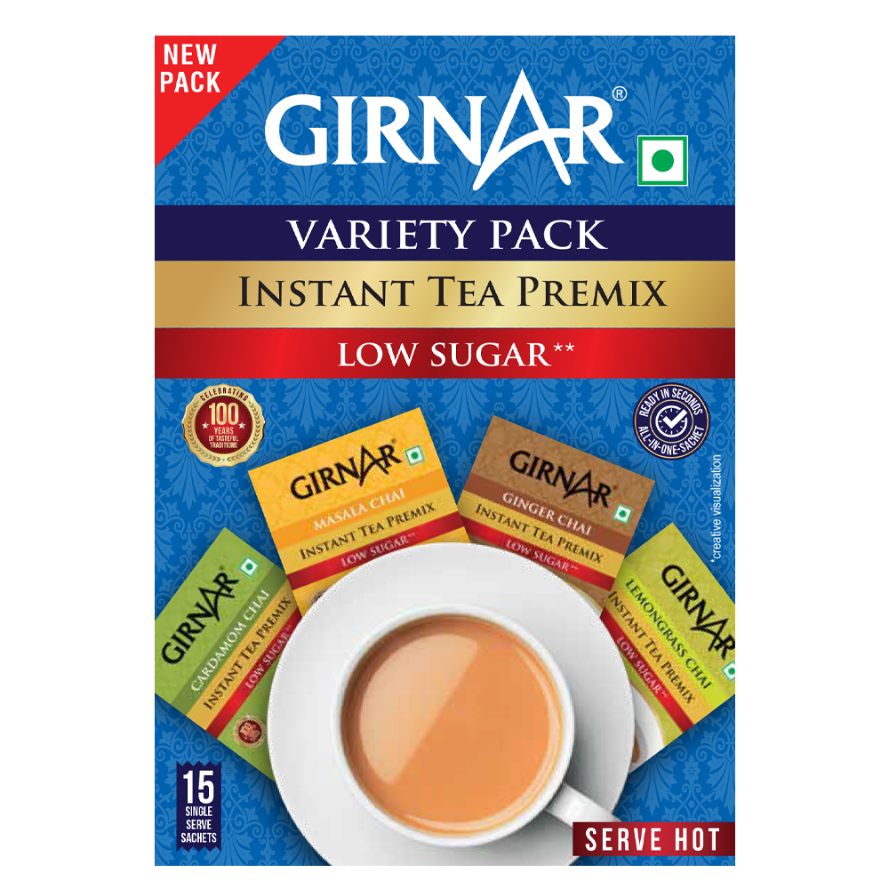 Girnar Instant Tea Premix Low Sugar Variety Pack