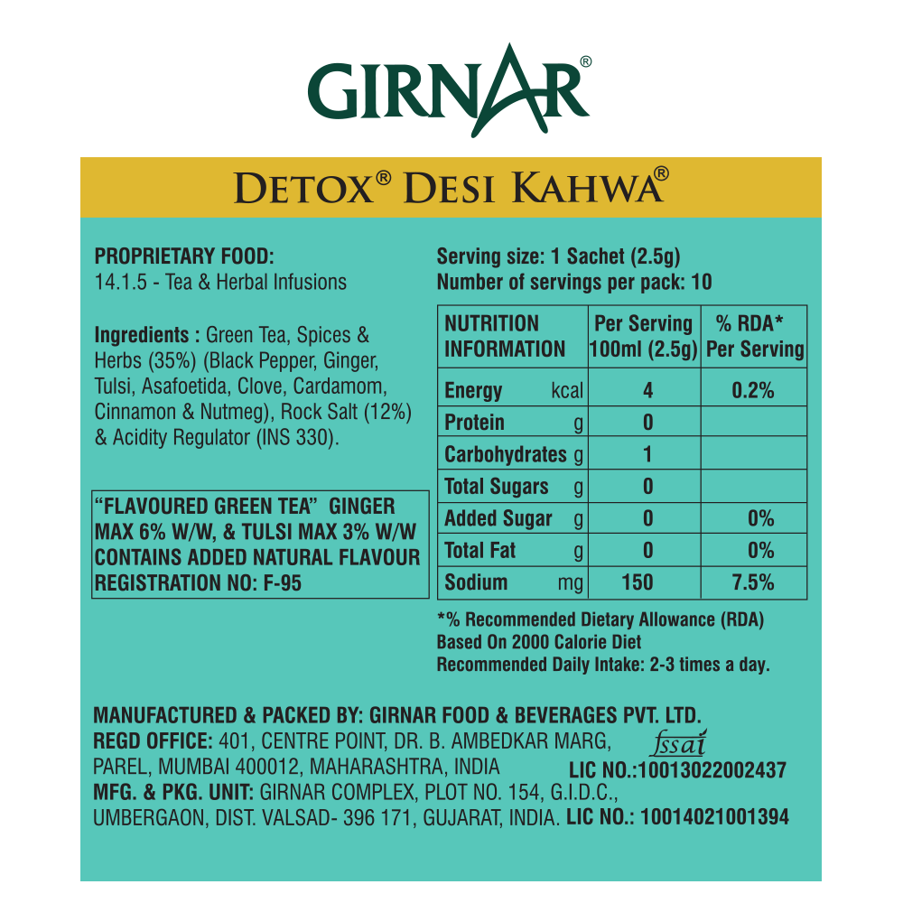 Girnar Green Tea Bags - Detox / Desi Kahwa