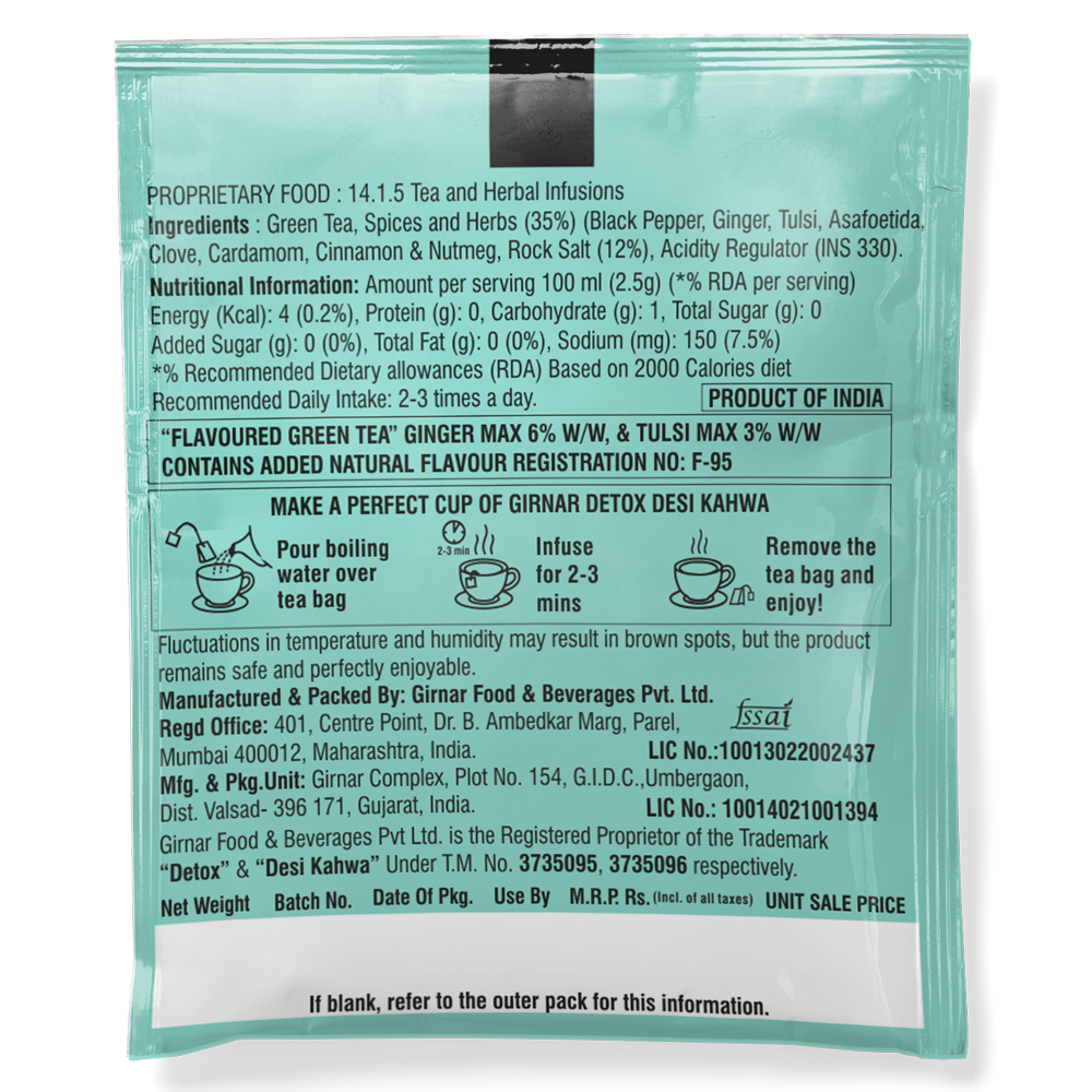 Girnar Green Tea Bags - Detox / Desi Kahwa