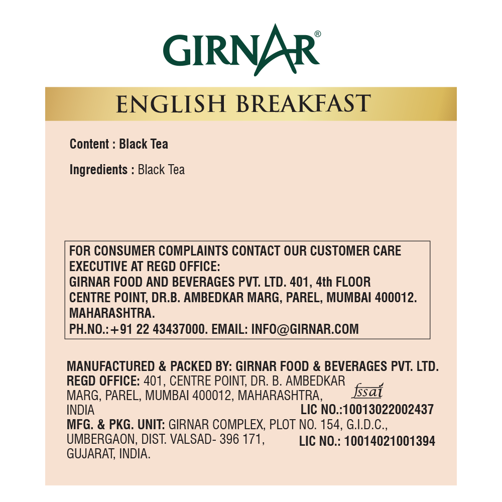 Girnar Black Tea Bags - English Breakfast