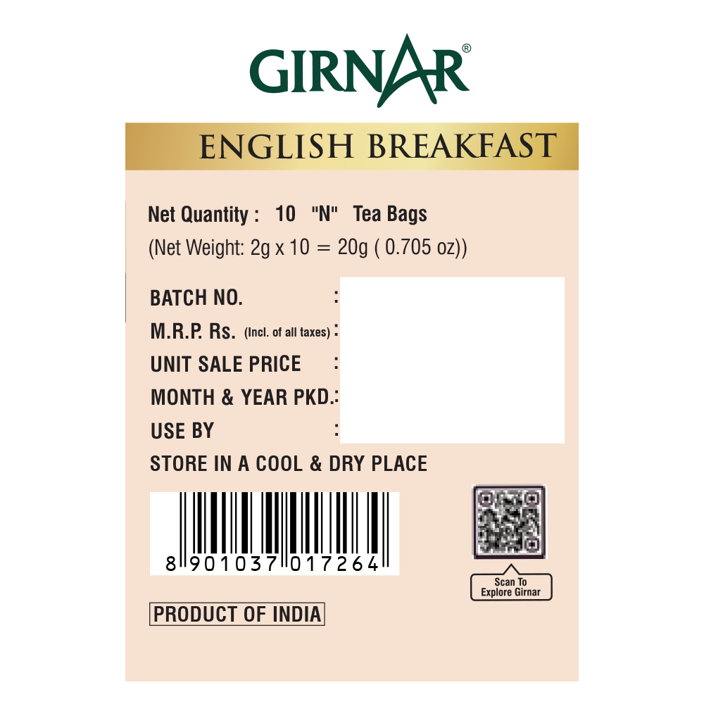 Girnar Black Tea Bags - English Breakfast