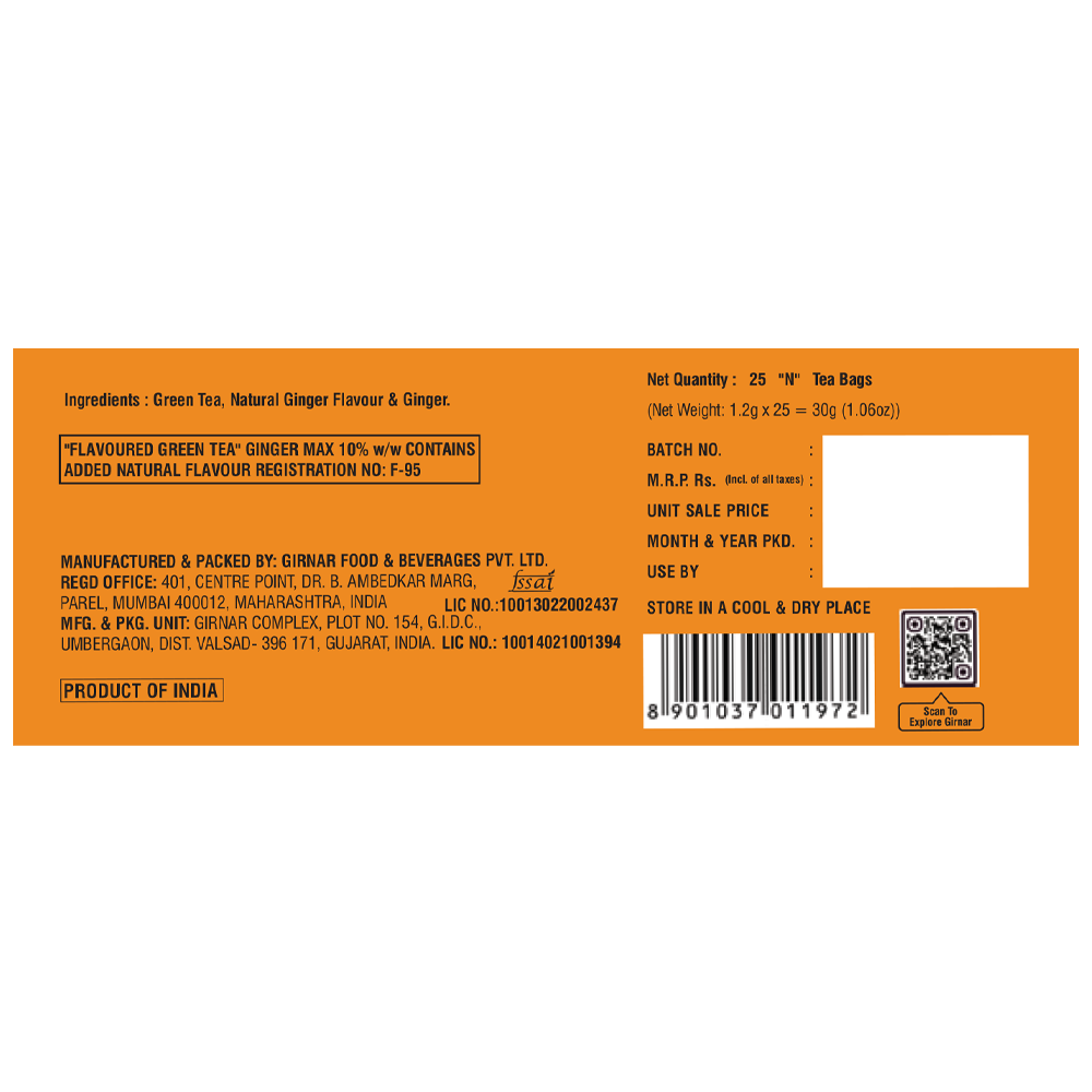 Girnar Green Tea Bags - Ginger