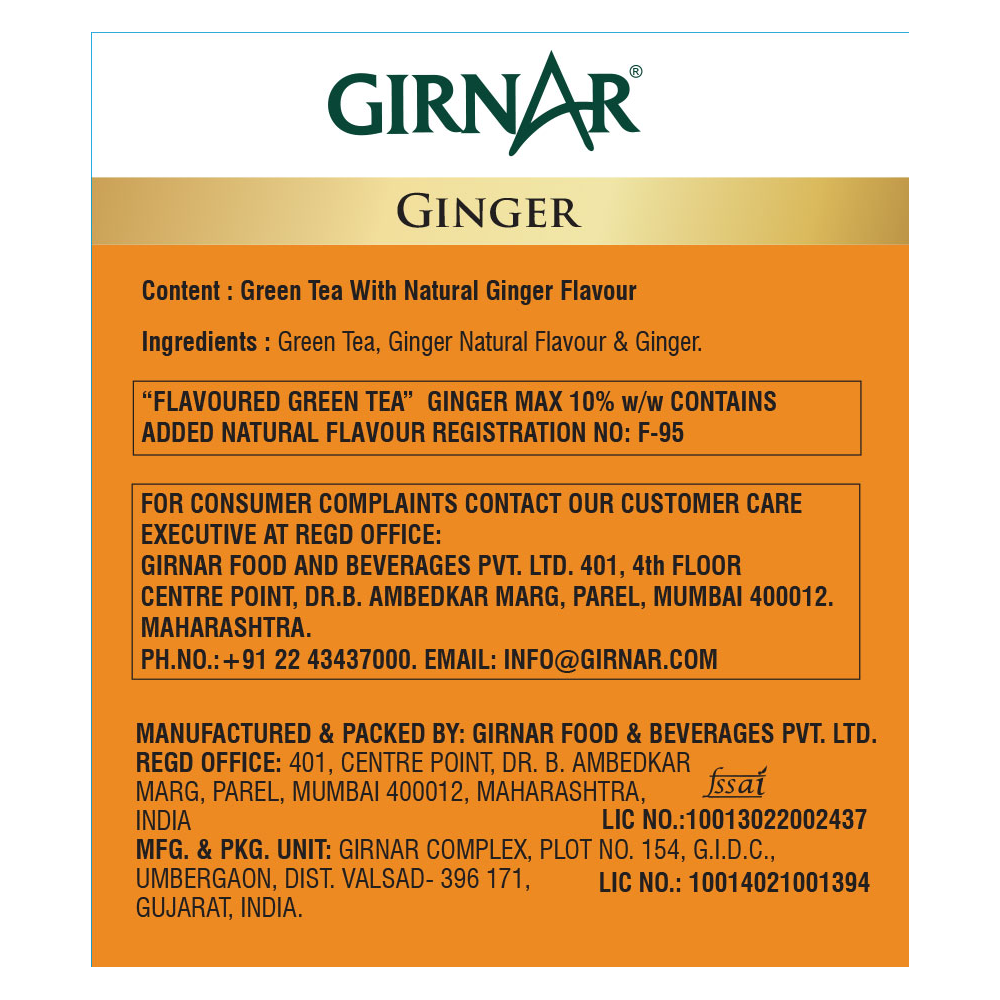 Girnar Green Tea Bags - Ginger