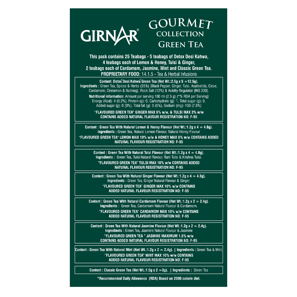 Girnar Green Tea Bags Gourmet Collection