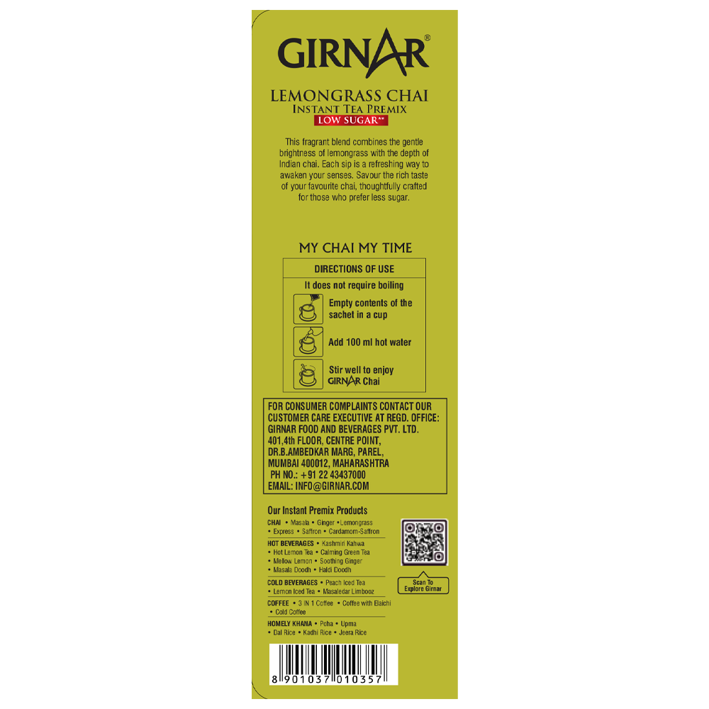 Girnar Instant Tea Premix With Lemongrass (Low Sugar)