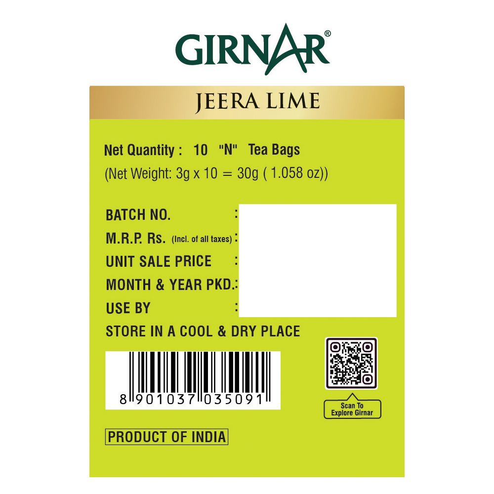 Girnar Green Tea Bags - Jeera Lime