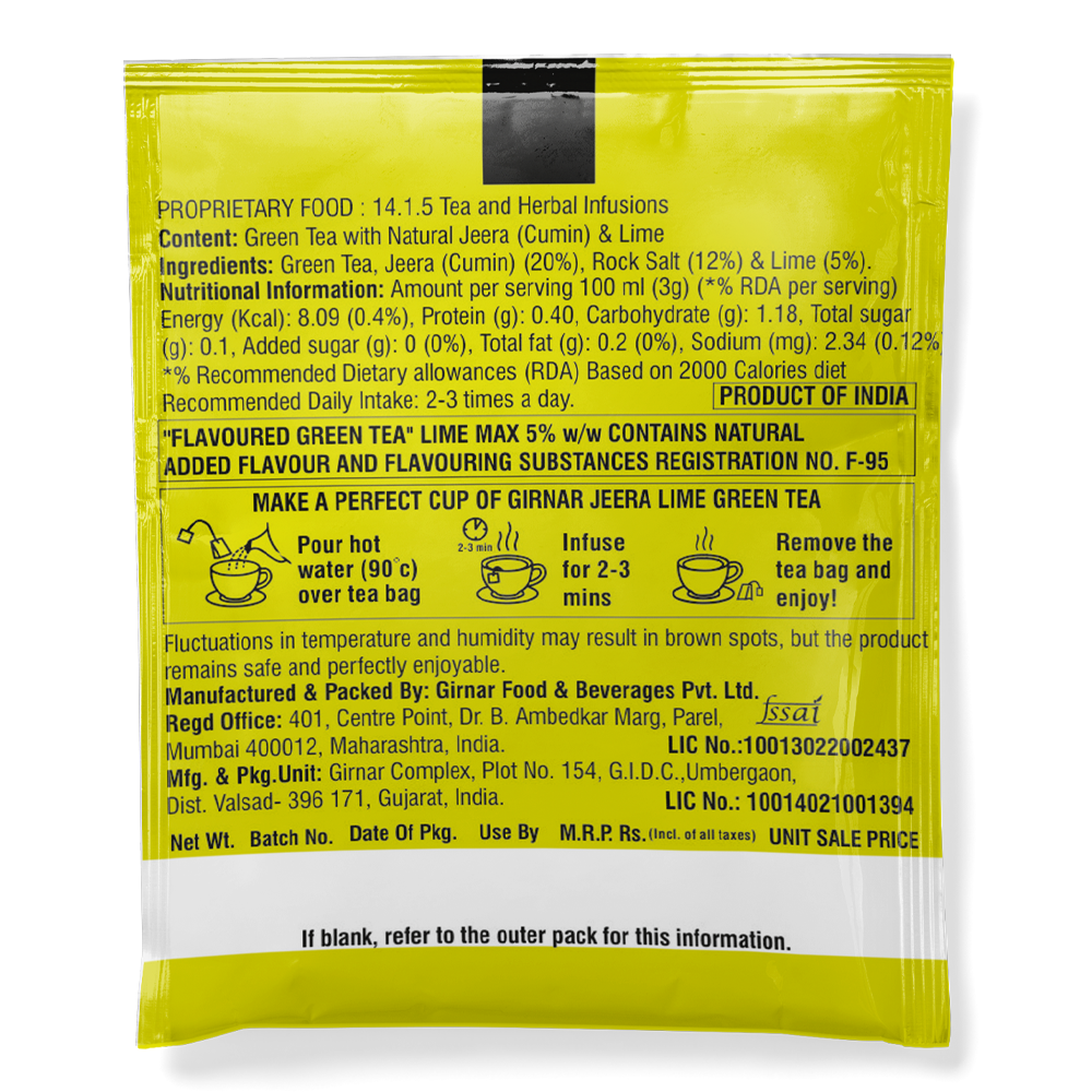 Girnar Green Tea Bags - Jeera Lime
