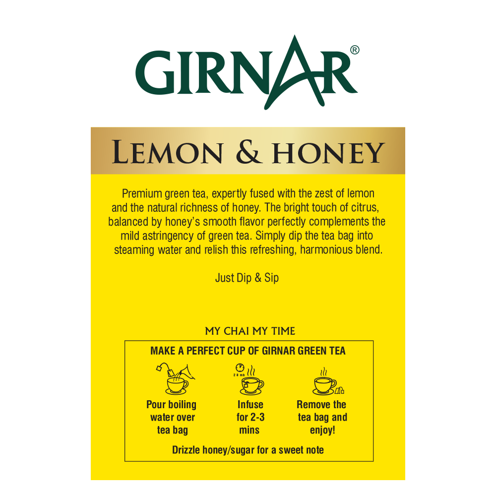 Girnar Green Tea Bags - Lemon & Honey