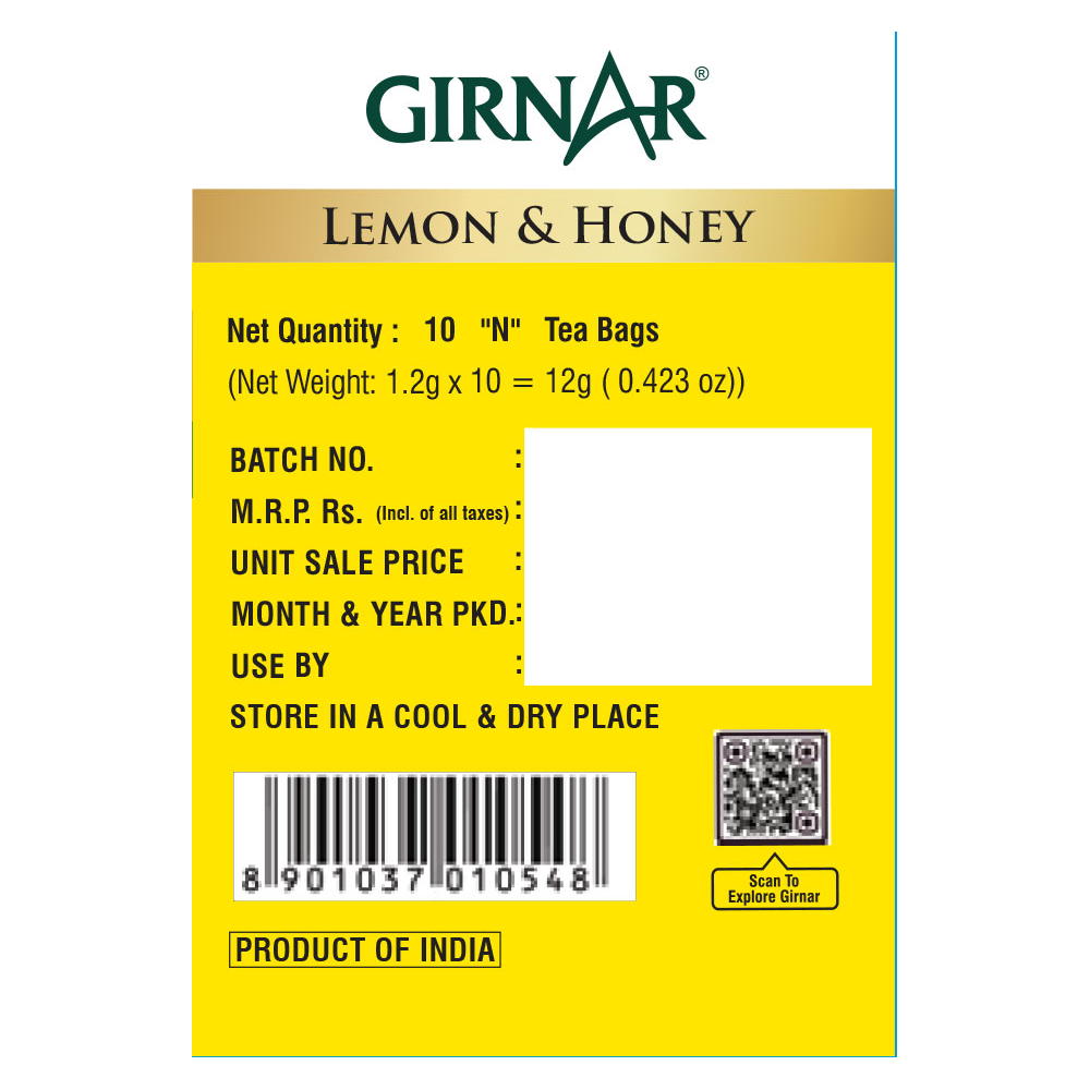 Girnar Green Tea Bags - Lemon & Honey