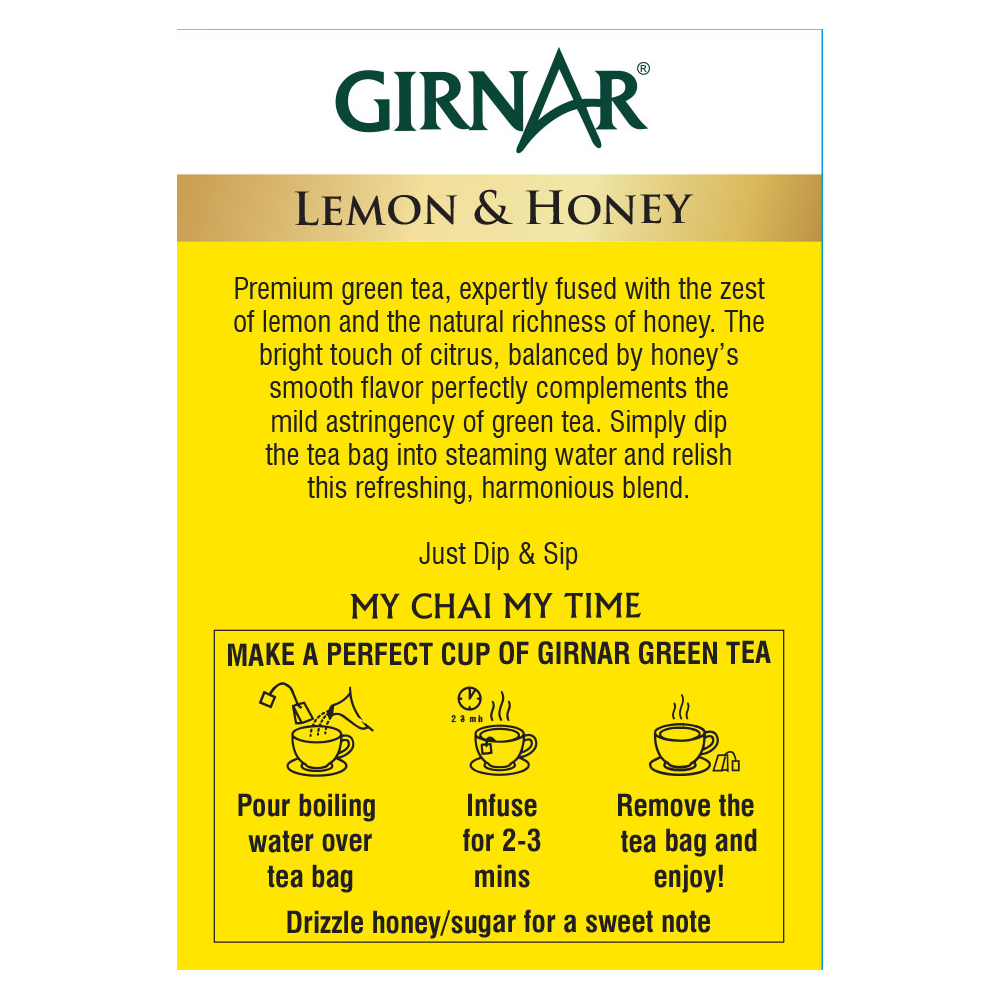 Girnar Green Tea Bags - Lemon & Honey
