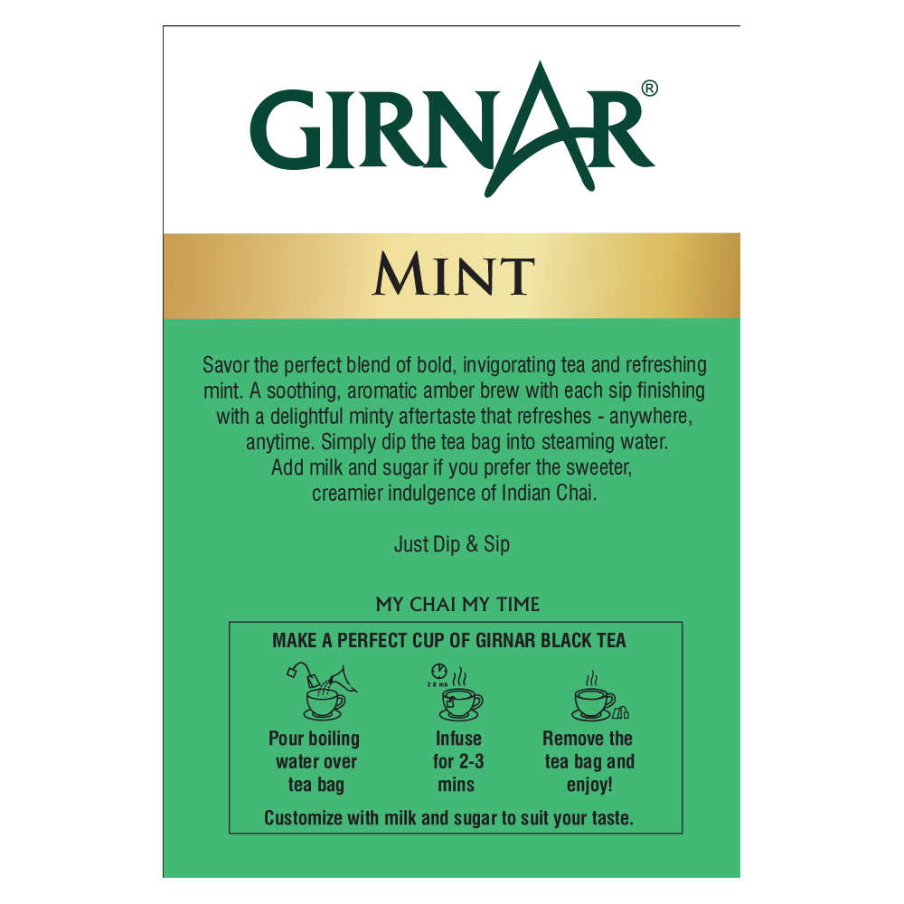 Girnar Black Tea Bags - Pudina