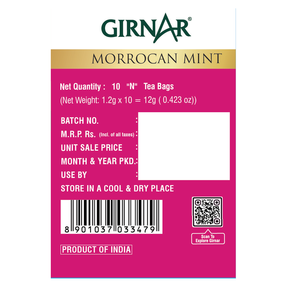 Girnar Green Tea Bags - Morrocan Mint