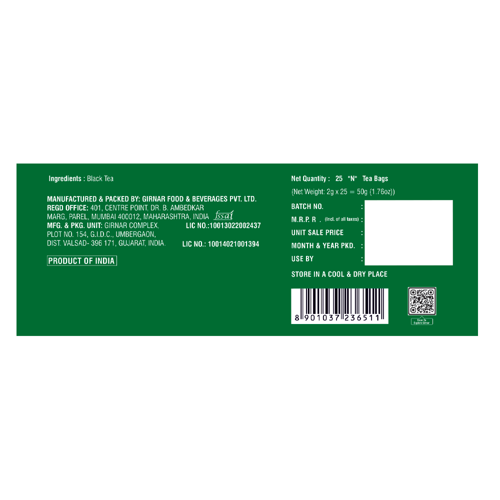 Girnar Black Tea Bags - Royal Cup Tea