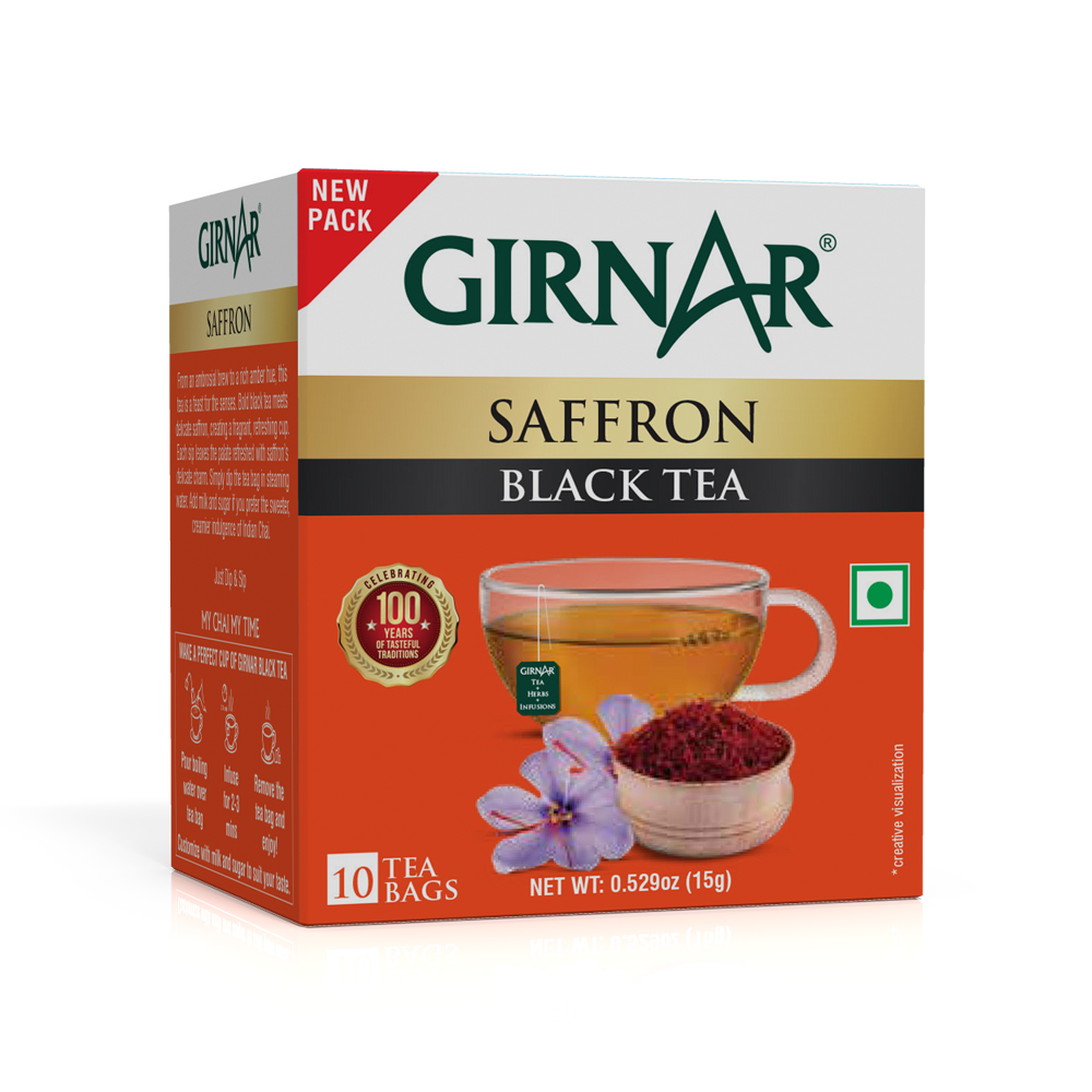 Girnar Black Tea Bags - Saffron