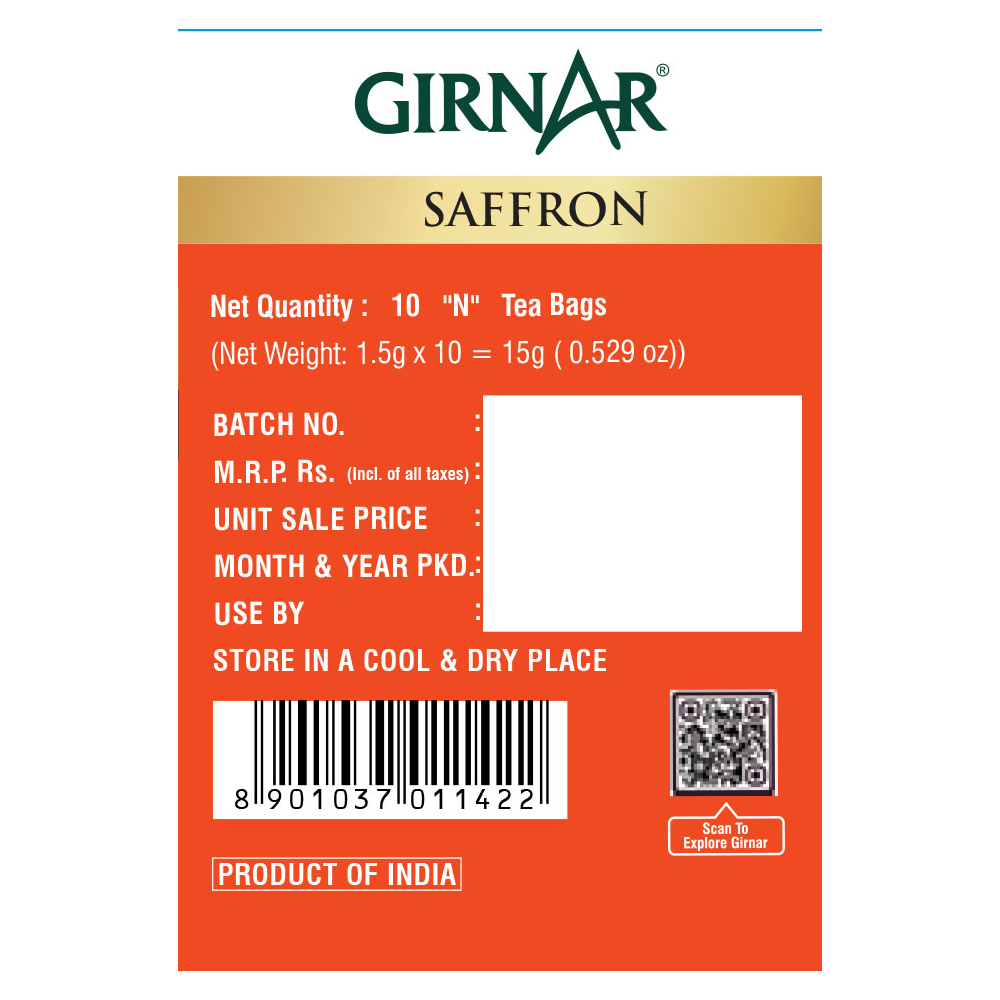 Girnar Black Tea Bags - Saffron