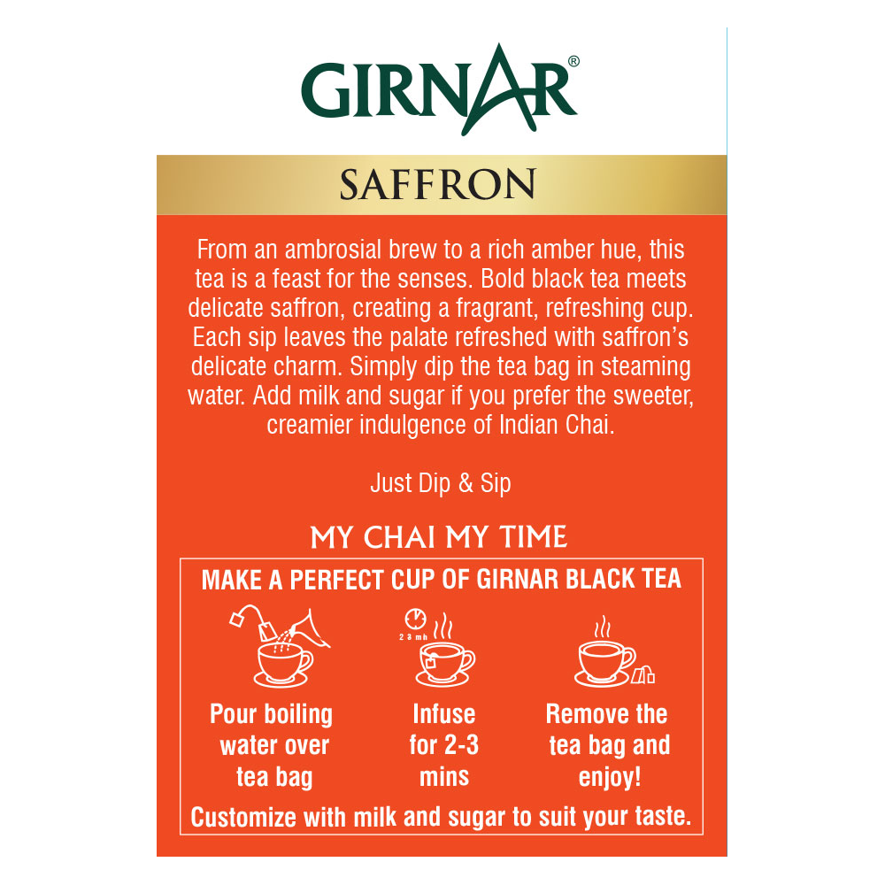 Girnar Black Tea Bags - Saffron